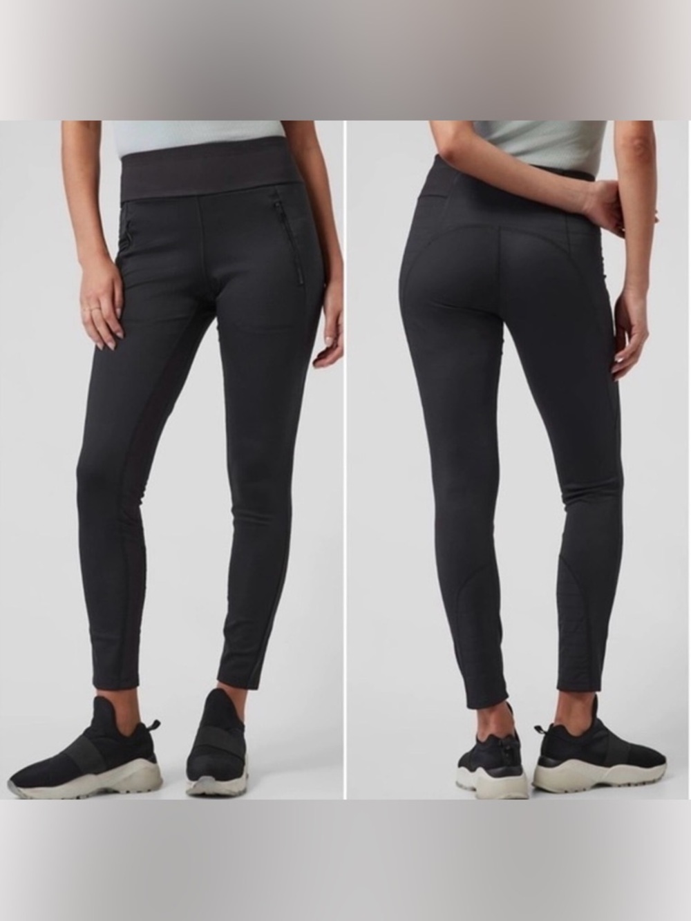Athleta Peak Hybrid Fleece Tight Pants Womens XL Pull On Stretch Zip Pockets